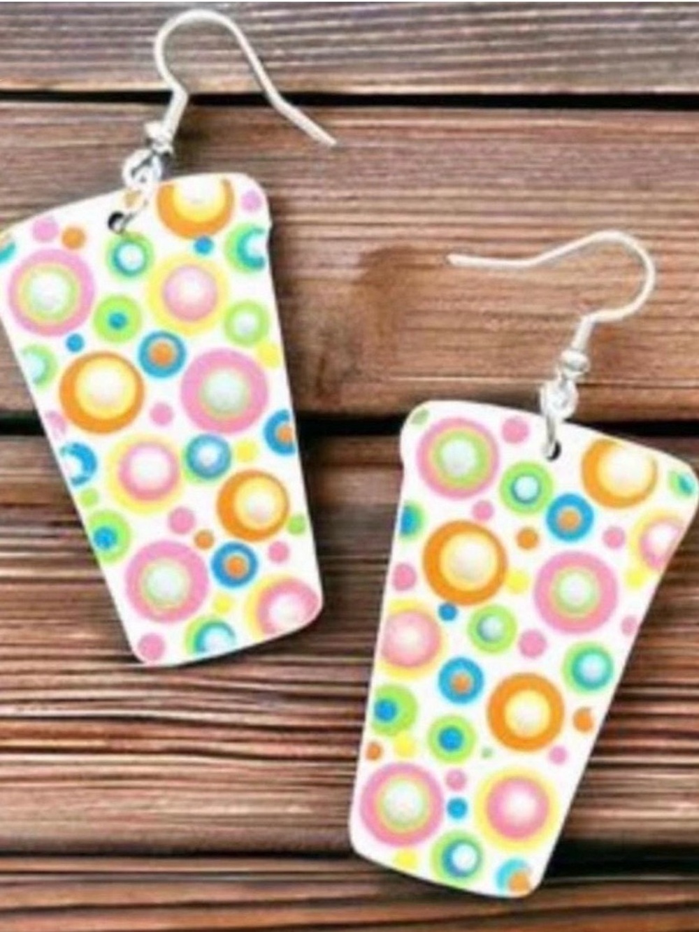 Hand Crafted! Dot painted coffee cup-shaped pastel earrings 1.75”